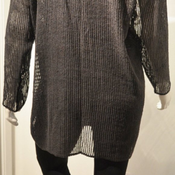 Farideh  BLACK COTTON MESH TUNIQUE CARDI-COVERUP - Picture 6 of 9